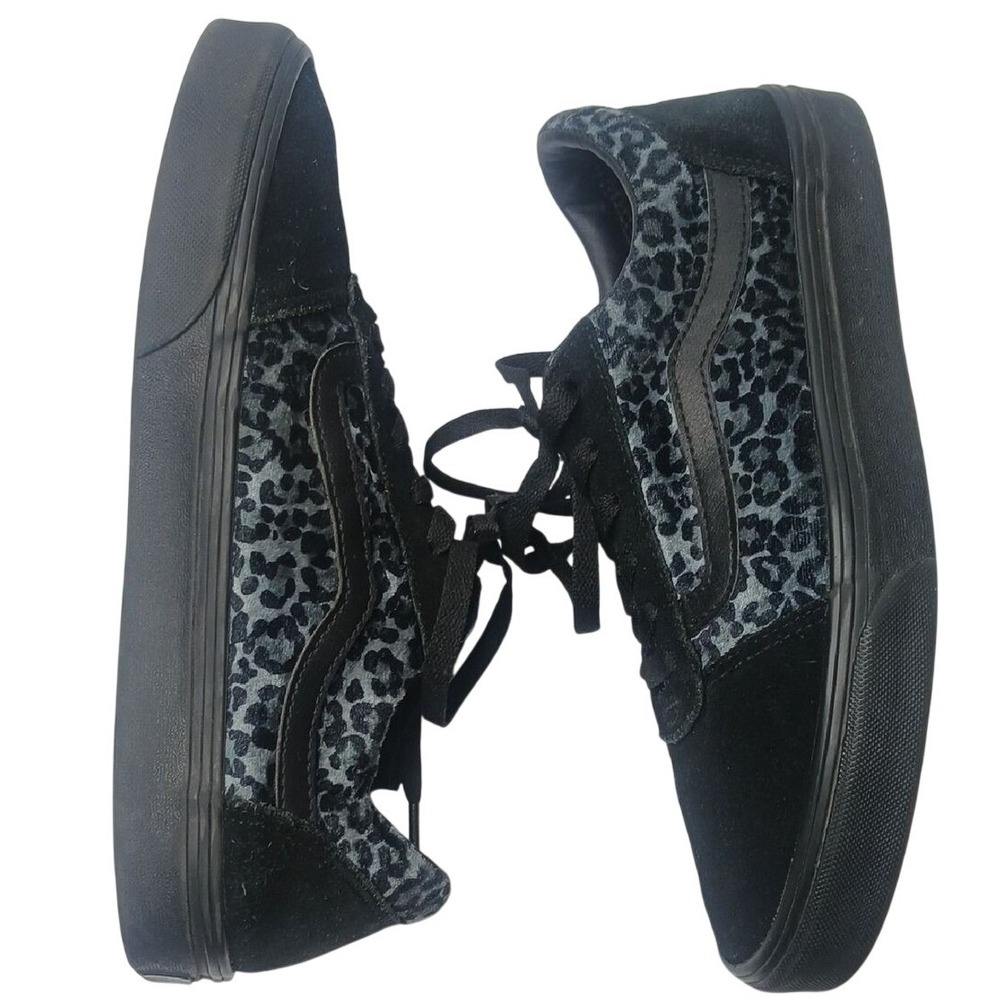 Vans Ward Sneakers Womens 9.5 Black Grey Leopard Print Suede Low Top Skate Shoes - Picture 4 of 8